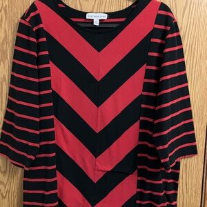 Southern Lady Black and Red Chevron Long Sleeve Top‎ 2X